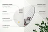 A mirror with descriptive text and a reflection of a living room. Produktbild-Vorschau