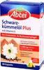 A product box for Abtei Schwarzkümmelöl Plus with Vitamin E capsules. Produktbild-Vorschau