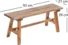 A wooden bench with dimensions indicated by measurement lines and text. Náhľad obrázku produktu