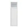 A white bathroom cabinet with a shelf and a closed door. Voir les images du produit