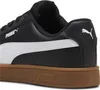 Close-up view of the side of a black Puma sneaker with a white stripe and a brown sole. Produktbild-Vorschau