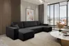 Wohnlandschaft U-Form Schwarz COMO Cord mit Bett Sofa Produktbild-Vorschau 6