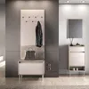Garderoben-Set mit Wandpaneel & Schuhbank & Spiegel & Produktbild-Vorschau 1