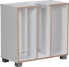 A white cabinet with two open compartments, standing on four gray feet. Náhľad obrázku produktu