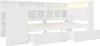A white bunk bed with built-in shelving and drawers. Produktbild-Vorschau