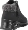 A rear view of a black Skechers sneaker boot with a gray knitted cuff. Voir les images du produit