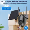 A 4G LTE security camera with a solar panel mounted on a wooden structure. Náhled obrázku produktu