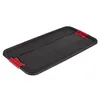 A black storage box with red handles on a white background. Produktbild-Vorschau
