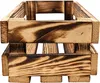 A close-up, straight-on view of a small, burnt wooden crate. Produktbild-Vorschau