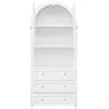 A white arched cabinet with open doors, revealing shelves and drawers. Náhľad obrázku produktu