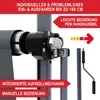 Close-up of a balcony awning mechanism with descriptive text overlays. Produktbild-Vorschau