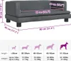 A diagram showing the dimensions of a dog bed and a size chart for different dog breeds and weights. Podgląd zdjęcia produktu