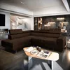 A modern living room scene featuring a large sectional sofa, a spiral staircase, and a fireplace. Podgląd zdjęcia produktu