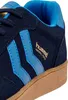 Close-up view of a navy blue sneaker with light blue accents and a tan sole. Produktbild-Vorschau