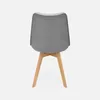 A single gray chair with wooden legs is shown from the back against a white background. Produktbild-Vorschau