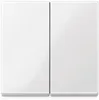 A close-up studio shot of a white, double light switch. Produktbild-Vorschau