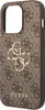 A close-up, side view of a brown phone case with a repeating Guess logo pattern and a gold Guess logo emblem. Podgląd zdjęcia produktu