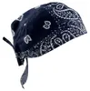 Bandana Mütze zum Binden Paisley Muster blau-navyblau weiß Produktbild-Vorschau 1