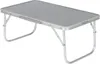 A portable folding table with silver-colored legs and a gray tabletop. Produktbild-Vorschau