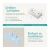 An infographic showing dimensions and installation instructions for a sink. Anteprima dell’immagine prodotto