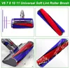 A collage of images showing a vacuum cleaner roller brush and its application. Produktbild-Vorschau
