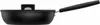 A black frying pan with a lid and handle, shown from the side against a white background. Podgląd zdjęcia produktu