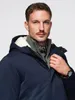 Lange herenparka met bontvoering - Marineblauw Productafbeelding-voorbeeld 4
