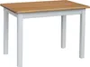 A rectangular dining table with a wooden top and white legs, shown isolated on a white background. Anteprima dell’immagine prodotto