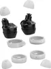 A collection of black and white earbud accessories, including ear tips and earbud covers, arranged on a white background. Podgląd zdjęcia produktu