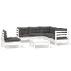 The Living Store 6-tlg. Garten-Lounge-Set mit Kissen Weiß Produktbild-Vorschau 3