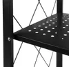 A close-up view of a black metal shelf with perforated holes, part of a shelving unit. Voir les images du produit