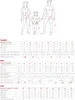 A size chart showing measurements for women, men, and children, with illustrations of figures indicating measurement points. Produktbild-Vorschau