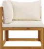 A close-up view of a corner section of a wooden outdoor lounge chair with white cushions. Náhľad obrázku produktu