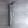 A modern shower panel system mounted on a tiled wall. Podgląd zdjęcia produktu