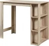 A light brown wooden bar table with shelves on the side, shown against a white background. Anteprima dell’immagine prodotto