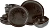 A set of dark brown stoneware plates and bowls are stacked and arranged. Náhľad obrázku produktu