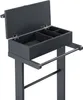A dark gray valet stand with a lidded storage compartment and towel bars. Produktbild-Vorschau