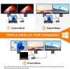 Diagrams illustrating triple display setups for a laptop using a docking station. Produktbild-Vorschau