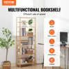 A wooden bookshelf is shown in a room with a plant, and a graphic overlay lists various uses for the bookshelf. Podgląd zdjęcia produktu