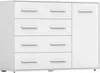 A white dresser with multiple drawers and a single cabinet door. Produktbild-Vorschau