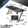 A diagram showing the dimensions of a gaming desk, with a mousepad shown separately. Produktbild-Vorschau
