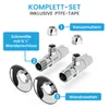 A diagram showing the components of a plumbing set with labels and numbers. Produktbild-Vorschau