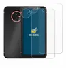 A smartphone and two screen protectors are shown against a white background. Produktbild-Vorschau