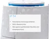 A close-up of a white product with water droplets on it, featuring a blue band and a white box with text. Produktbild-Vorschau