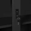 A close-up view of a black metal cabinet lock with a key inserted. Produktbild-Vorschau