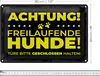 Blechschild Hund Achtung freilaufende Hunde 30x20cm Produktbild-Vorschau 2