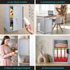 A collage of four images showing a safe in different settings and uses. Produktbild-Vorschau