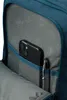 Close-up view of the interior of a backpack, showing a phone and a pen in pockets. Produktbild-Vorschau