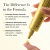 A hand holding a yellow tube of skincare product, with a drop of product on a fingertip. Voir les images du produit