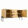 A wooden sideboard with open doors and drawers, displayed on a white background. Anteprima dell’immagine prodotto